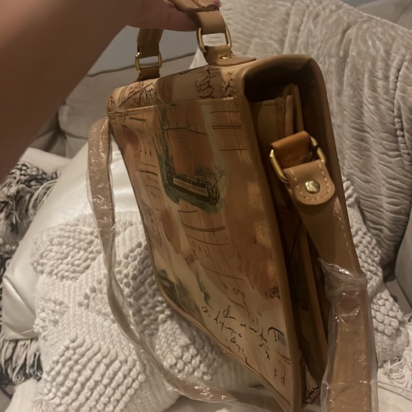 $448 Marchino Leather Vintage Map Shoulder bag and Briefcase  NWOT - Picture 4 of 7